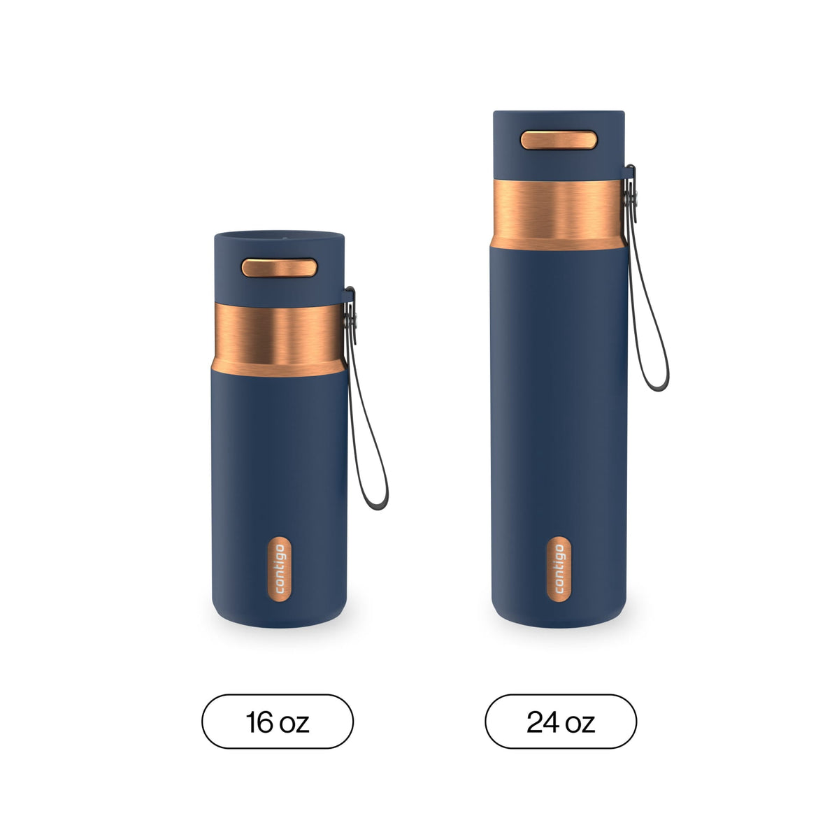 Contigo 16oz AutoSeal Insulated Stainless Steel Water Bottle, Licorice Black/Bronze