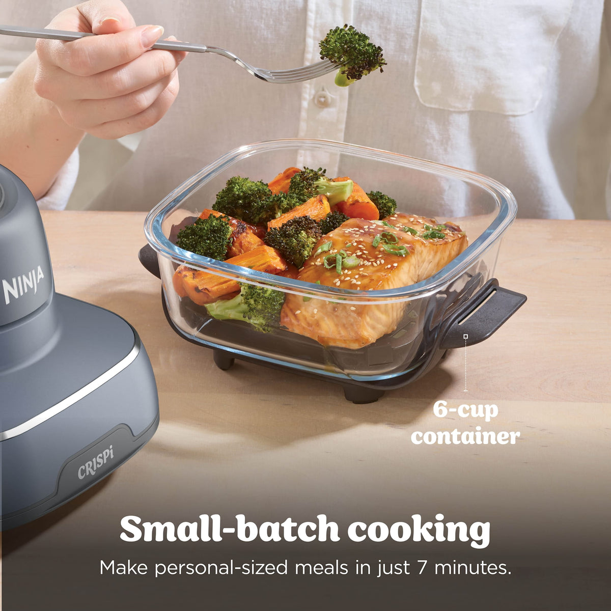 Ninja Crispi Glass Air Fryer 4-Qt, 4-in-1, Air Fry Bake Recrisp, Portable, Dishwasher Safe, FN101GY Cyberspace