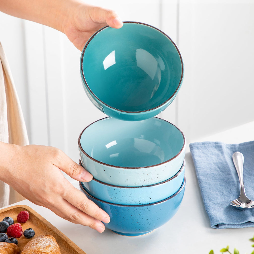Malacasa 12 Pcs Dinnerware Sets, Ceramic Plates and Bowls Set for 4 with Reactive Glaze & Speckled Finish, Dish Sets, Dishwasher & Microwave Safe, Light Colors