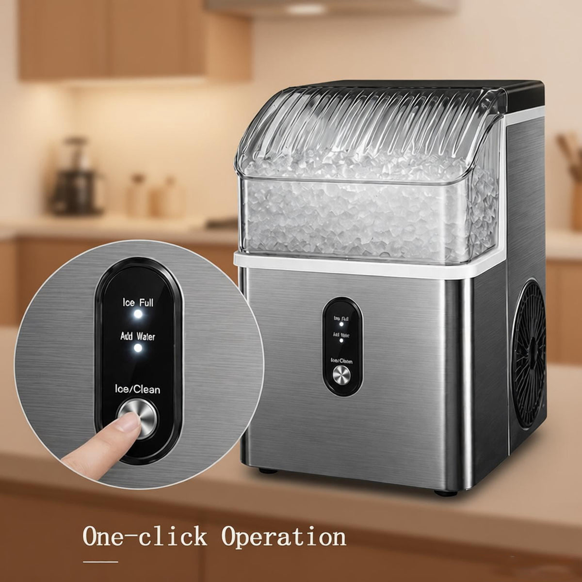 Havato Nugget Ice Maker , 35lbs/24H Soft Chewable Sonic Ice Machine, Self-Cleaning, Quiet Operation,Black