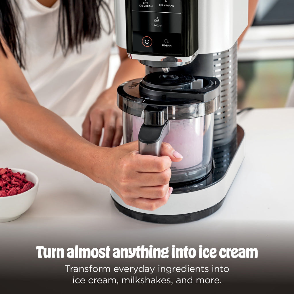 Ninja Creami Ice Cream Maker, for Mix-ins, Milkshakes, Sorbet, 5 One-Touch Programs, (2) 16 Oz Pint Containers & Lids, NC350 White