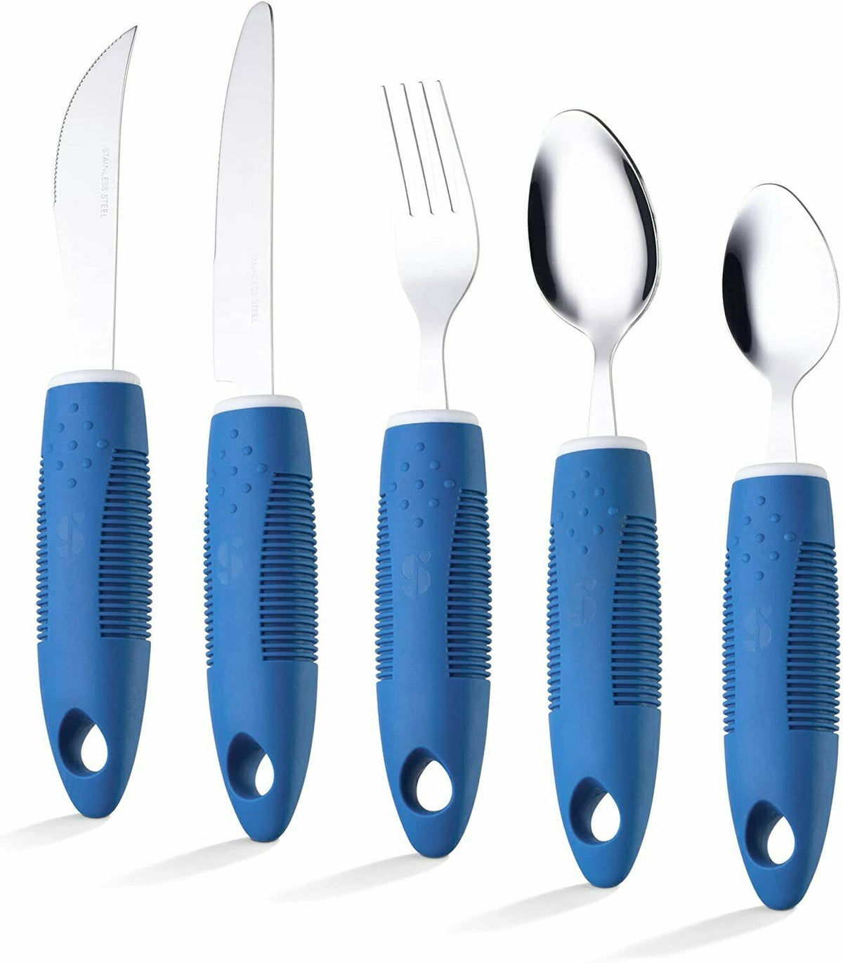 Jetcloudlive 4 Pcs Adaptive Utensils Stainless Steel Built up Utensils for Adults Complete Weighted Silverware Set Nonslip Easy Grip Silverware
