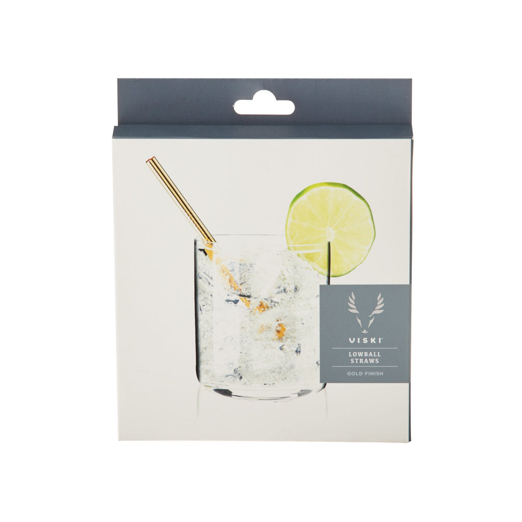 Viski Belmont Stainless Steel Cocktail Straws, Reusable Straws 5" Set of 6