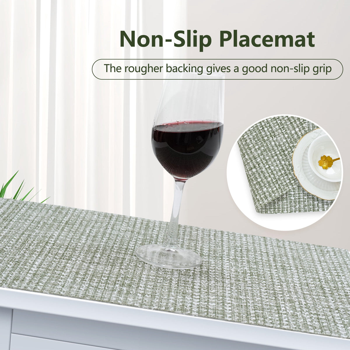 VCVCOO Navy Blue Placemats Set of 4 - Easy Clean Washable PVC Vinyl Placemats - Wipeable Heat Resistant Woven Table Mats for Dining Table - 12x18 inch