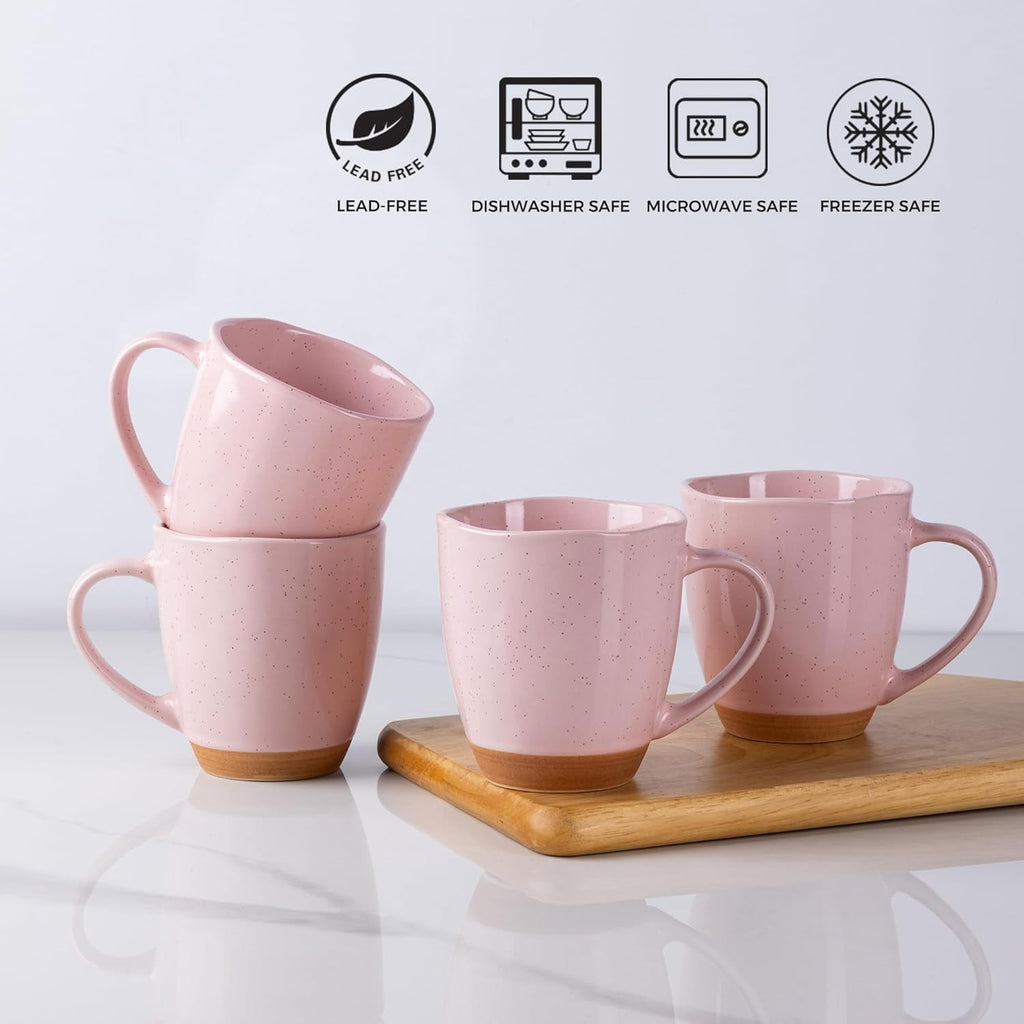 AmorArc 12oz Coffee Mugs, Ceramic Coffee Mugs set of 6 for Man, Woman, Dad, Mom, Modern Coffee Cups with handle for Latte/Cappuccino/Milk/Cocoa. Dishwasher&Microwave Safe, Light Beige