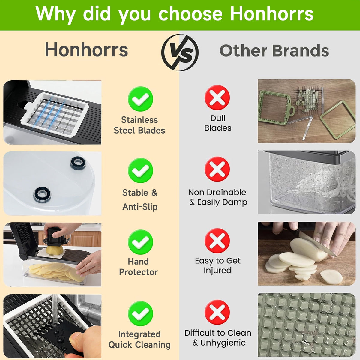 Honhorrs Vegetable Chopper Mandoline Slicer with Container, Food Veggie Chopper, Cheese Grater, Onion Vegetable Cutter for Kitchen Gadgets & Gifts, Home Essentials (9-in-1, Black)