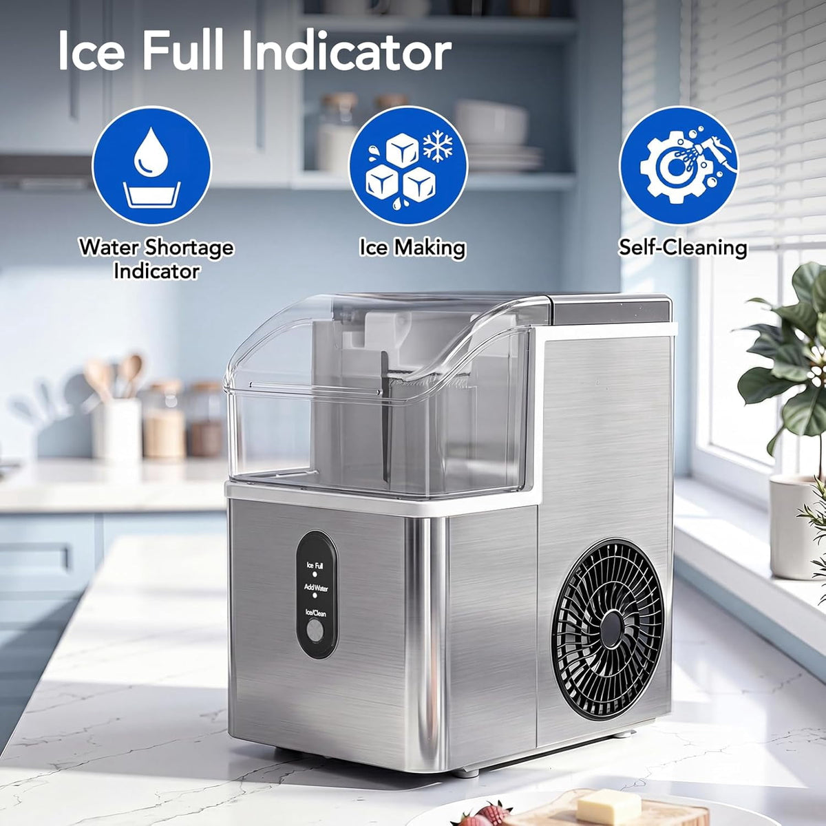 Havato Nugget Ice Maker, Countertop Ice Machine Chewable Crushed Ice | 35Lbs/24H, Self-Cleaning, Quiet & Compact ,Black