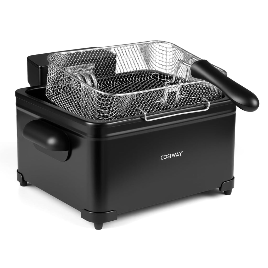 Costway Electric Deep Fryer 5.3 QT/21-Cup Stainless Steel 1700W with Triple Basket Silver
