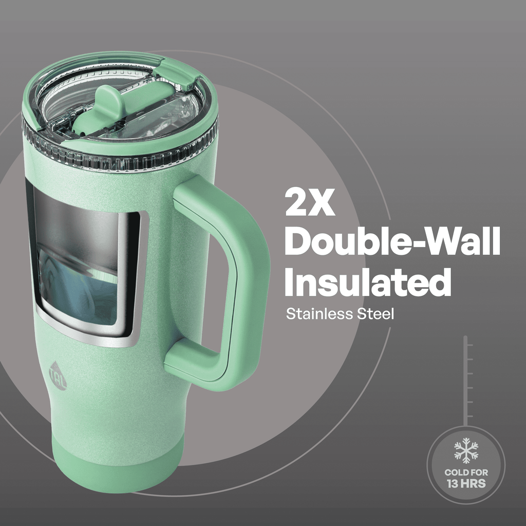 TAL 32oz Stainless Steel Skye Tumbler with Flip-Up Straw, Black
