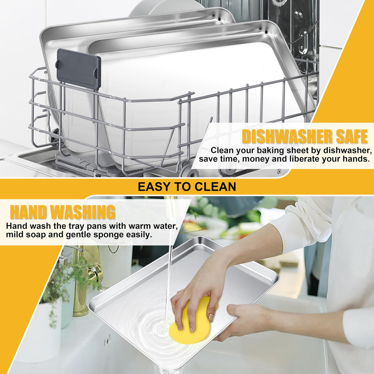 Vesteel 20" x 14" x 1" Extra Large Baking Sheet Set of 2, Heavy Duty Stainless Steel Cookie Sheet Baking Pan for Oven, Non-Stick & Dishwasher Safe
