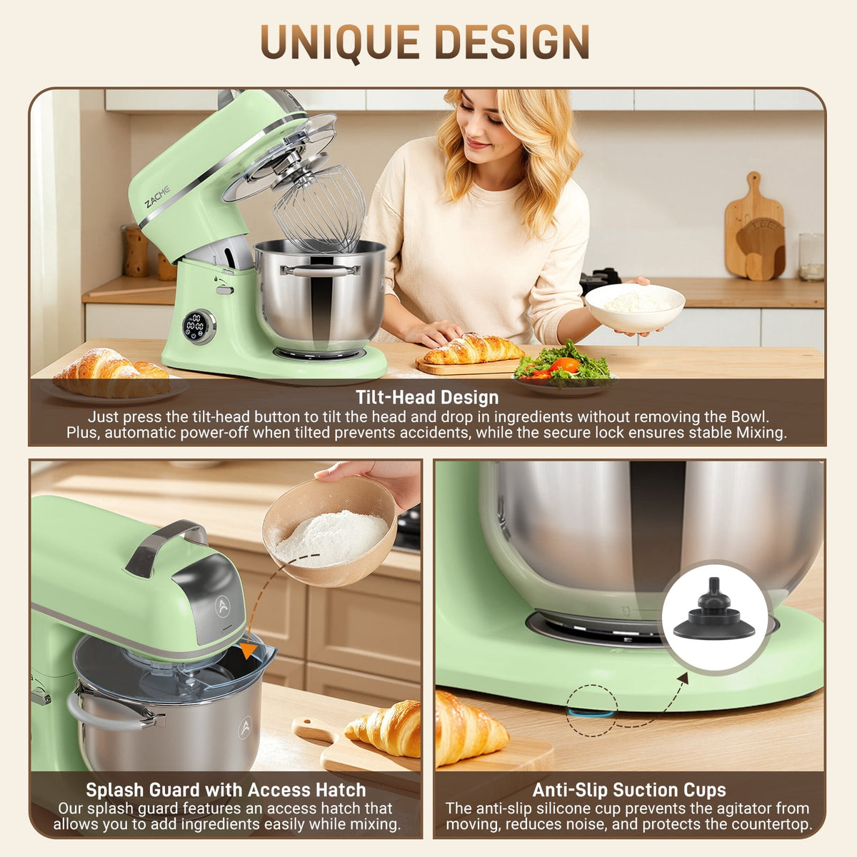 7QT Stand Mixer Aluminum Die Casting,650W 11 Speed Tilt-Head Kitchen Electric Stand Mixer, Household Food Mixer with Stainless Steel Bowl, Dough Hook, Whisk and Beater,Food Mixer for Baking, Cake