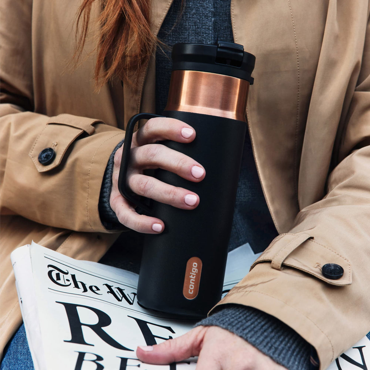 Contigo 20oz SnapSeal Insulated Stainless Steel Tumbler, Oatmilk Cream/Champagne