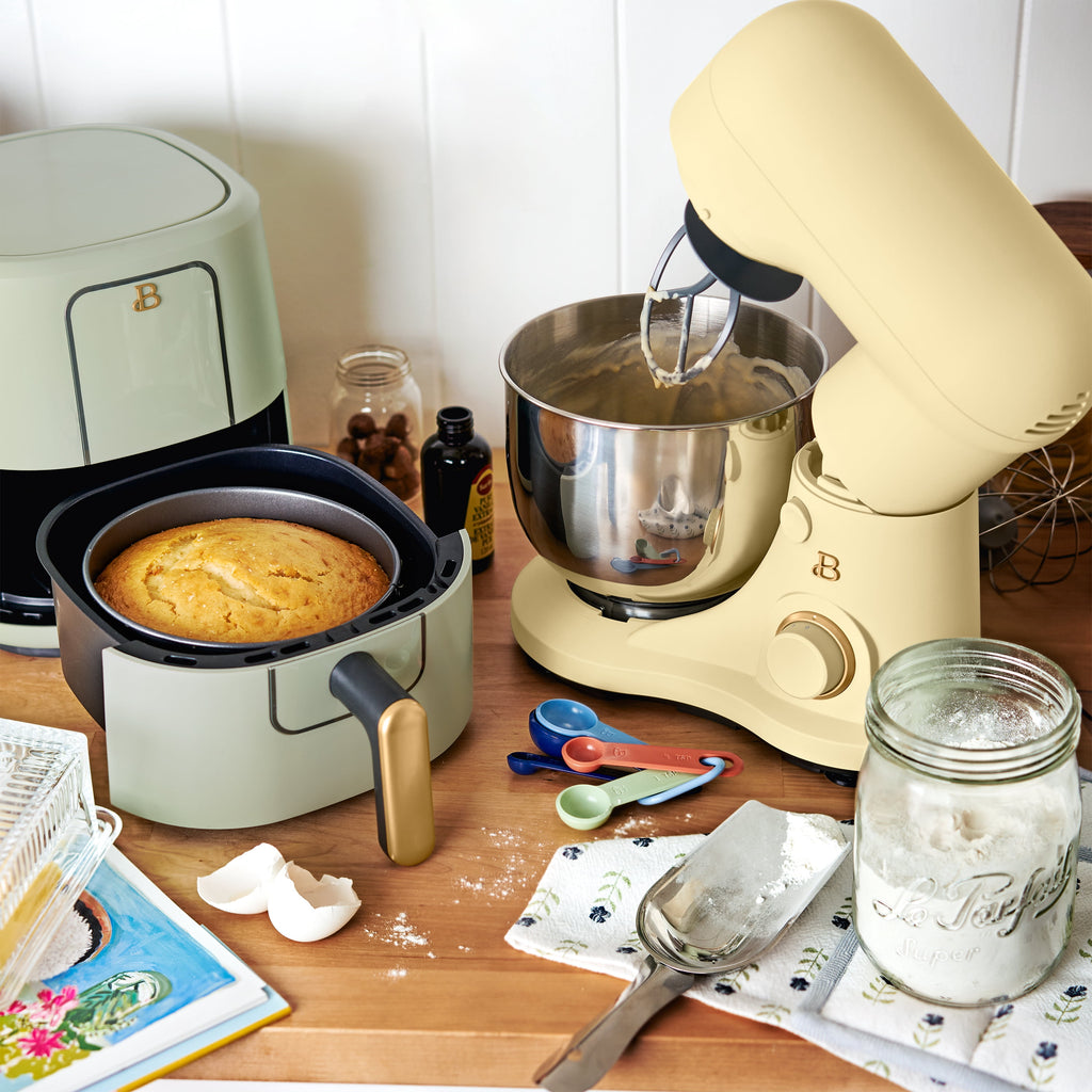 Beautiful 3.5 Qt Stand Mixer with Flat Beater, Dough Hook, Balloon Whisk, Chocolate by Drew Barrymore