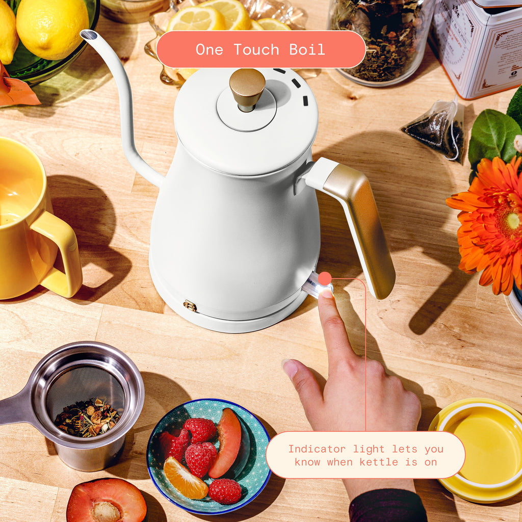 Beautiful 1-Liter Electric Gooseneck Kettle 1200 W, Chocolate by Drew Barrymore
