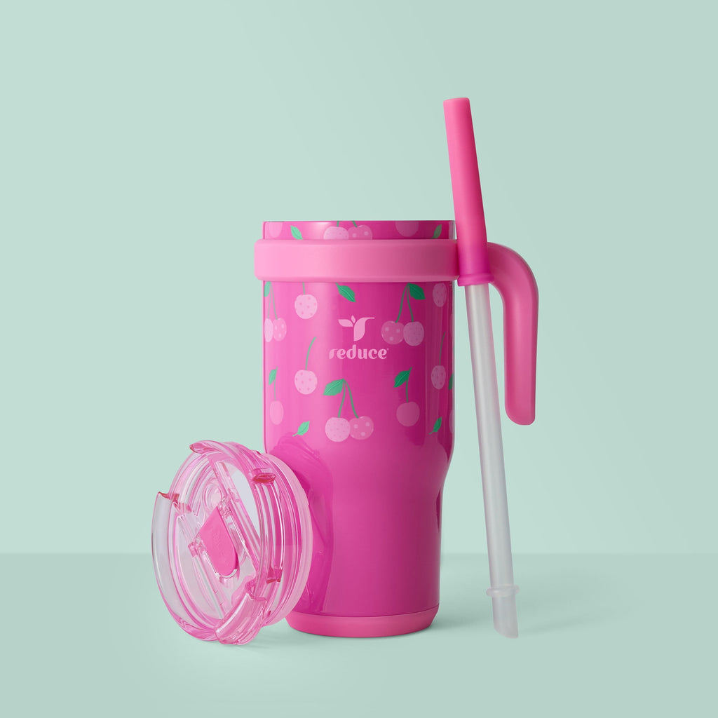 Reduce Coldee Kids Insulated Tumbler with Straw, 18oz Stainless Steel Spill-Proof Cup with Handle, Ice Cream