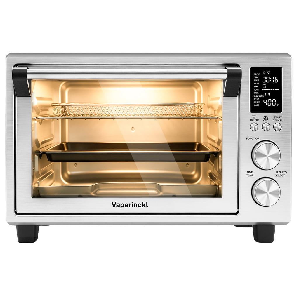 Vaparinckl 26.5QT Air Fryer Toaster Oven, Digital Control with 11-in-1 Multifunction Countertop, Clear-Viewing Window, Oil-Less 1500W, Stainless Steel