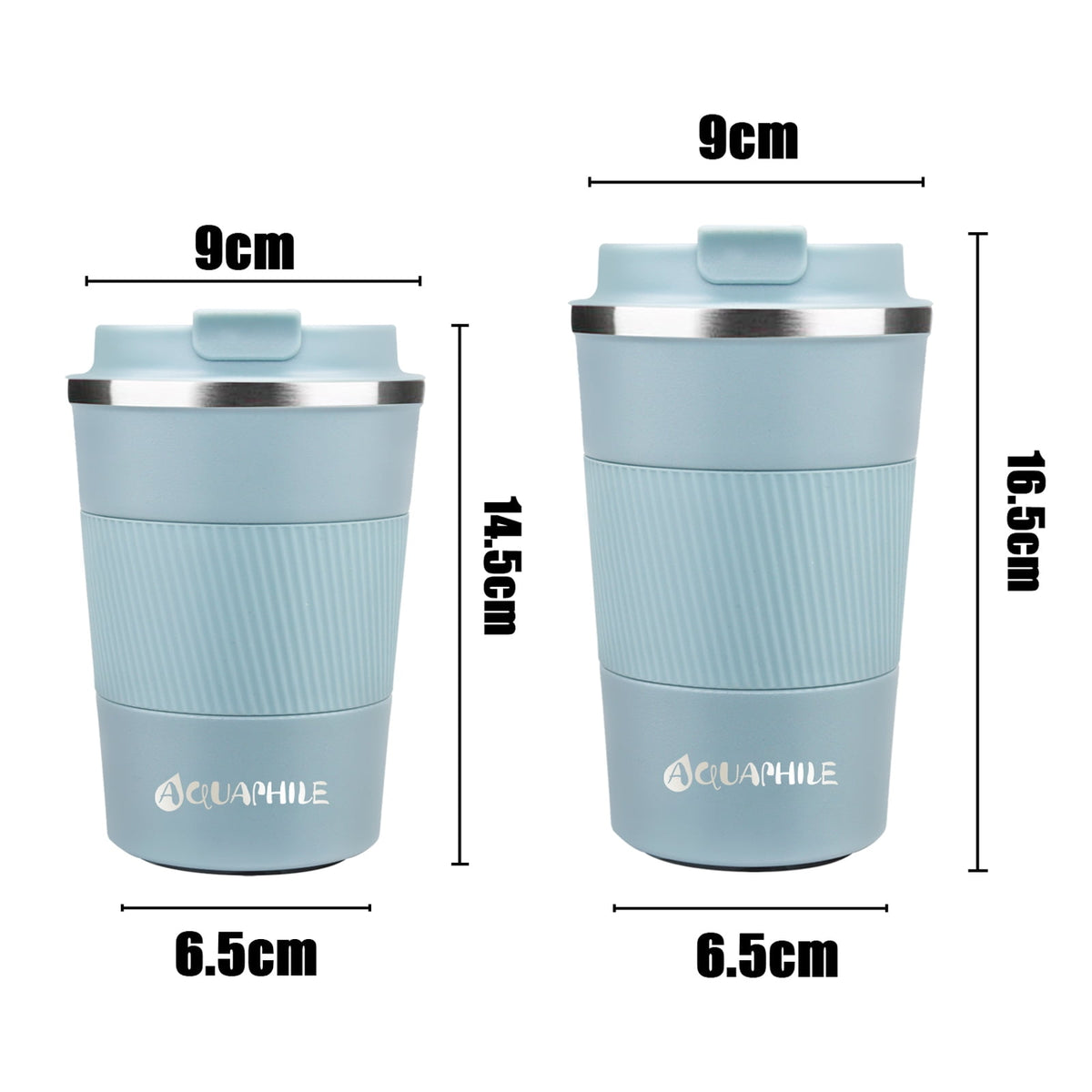 Aquaphile Vacuum Insulated Coffee Travel Mug - Double Walled Reusable Tumbler Cups Light Blue 17 Fluid Ounces