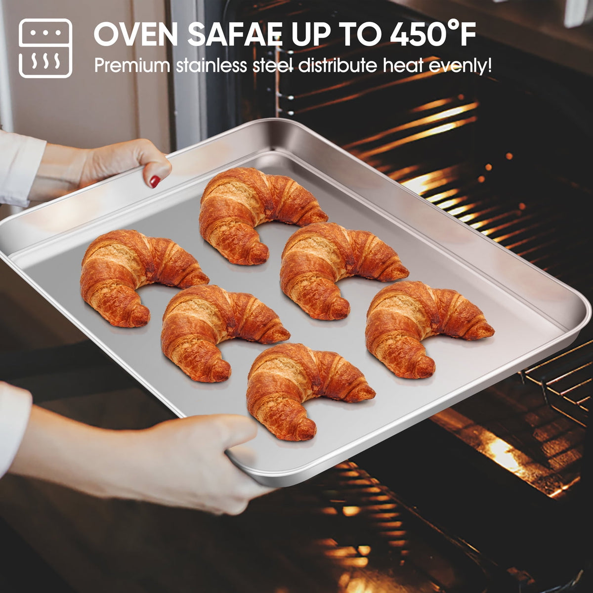 Vesteel 20" x 14" x 1" Extra Large Baking Sheet Set of 2, Heavy Duty Stainless Steel Cookie Sheet Baking Pan for Oven, Non-Stick & Dishwasher Safe