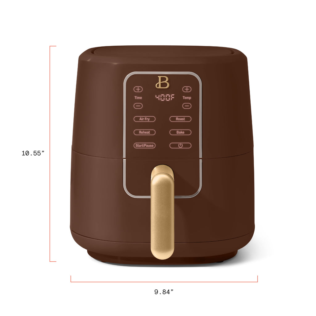 Beautiful 3 Qt Air Fryer with TurboCrisp Technology, EverGood Non-Toxic Ceramic Nonstick Coating, Chocolate by Drew Barrymore