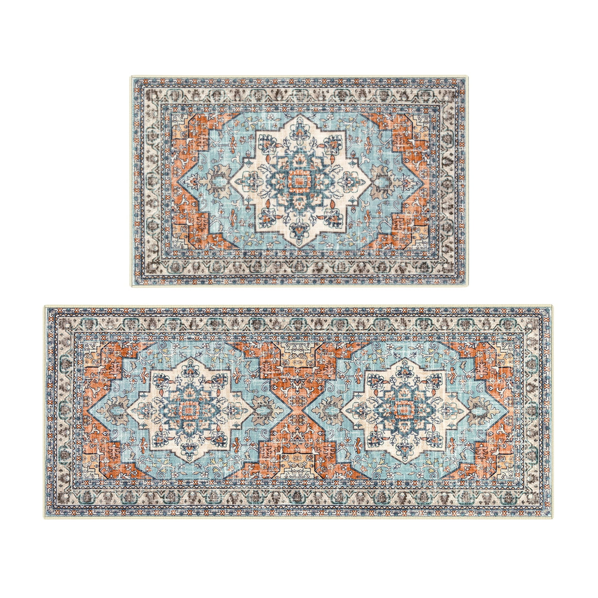 Findosom 3pcs Kitchen Rugs Set,Washable Boho Farmhouse Kitchen Mats for Floor,Non Slip Kitchen Floor Mat Carpet Runner Rugs for Entryway Hallway Laundry Home Decor 20"x32"+20"x32"+20"x47" Gray