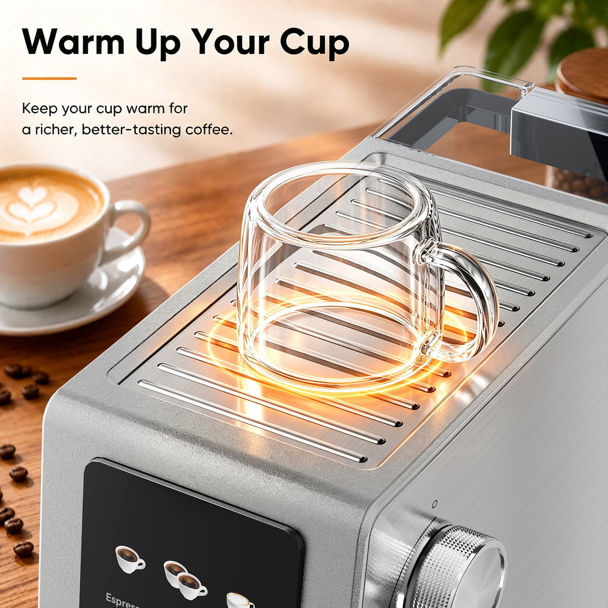 20-Bar Espresso Machine with Rapid Cold Brew, Stainless Steel Coffee Maker, 40oz Removable Water Tank for Cappuccino & Latte, Silver