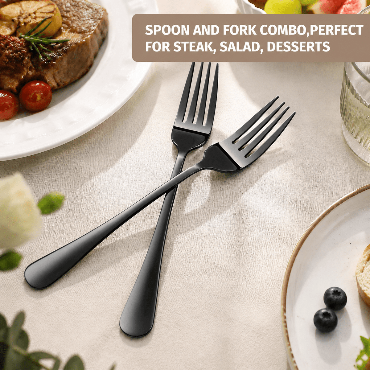 24-Pieces Spoon Fork Silverware Set, TAIMASI Food-Grade Tableware Set for 12, Stainless Steel , Mirror-Polished Dining Flatware Set for Home Restaurant