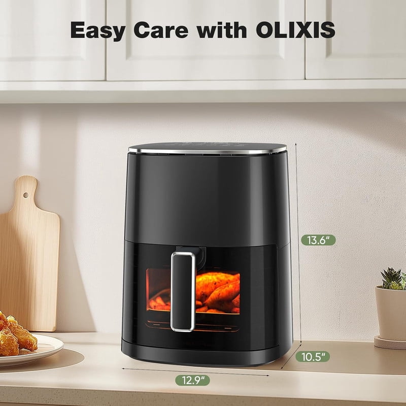Simenmax Air Fryer, 6-Quart with Viewing Window, 12-in-1 Functions - Air Fry, Roast, Reheat, Dehydrate, Bake, Steam, and More, 400°F Max Temperature, Gray