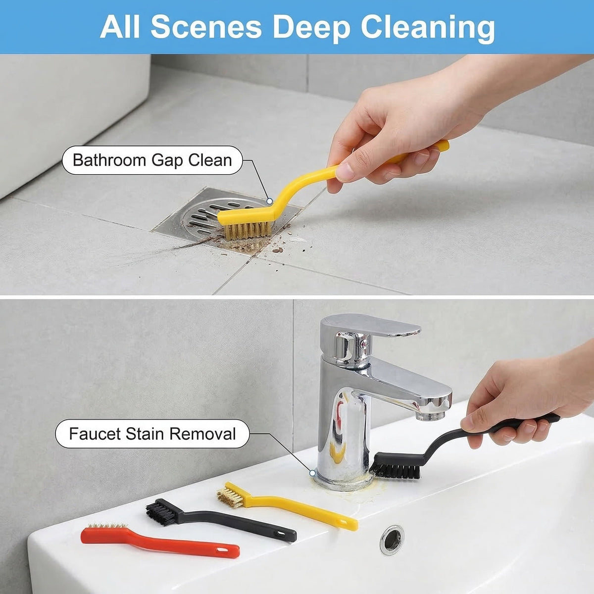 16 Pcs Crevice Cleaning Brush Set, Hard Bristle Scrub Brush for Deep Cleaning, Ideal for Kitchen, Bathroom, Tiles, Bottles, and Blenders