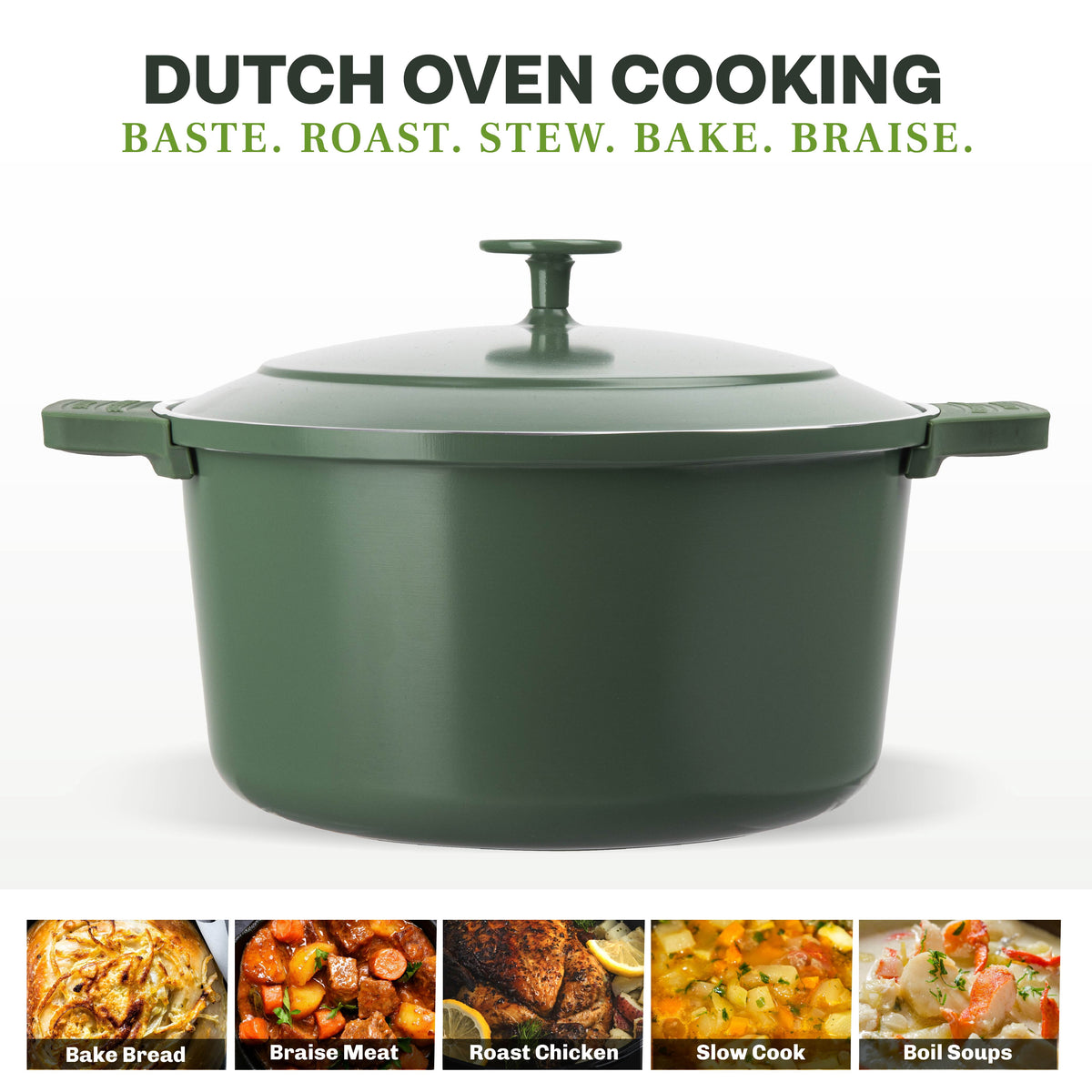 Gotham Steel Ceramic Hammered 5 Qt Lightweight Dutch Oven Pot with Lid & Holders, Oven Safe & Even Heat Retaining Dutch Oven for Bread Baking Sourdough, Soup, 70% Lighter than Cast Iron, Navy