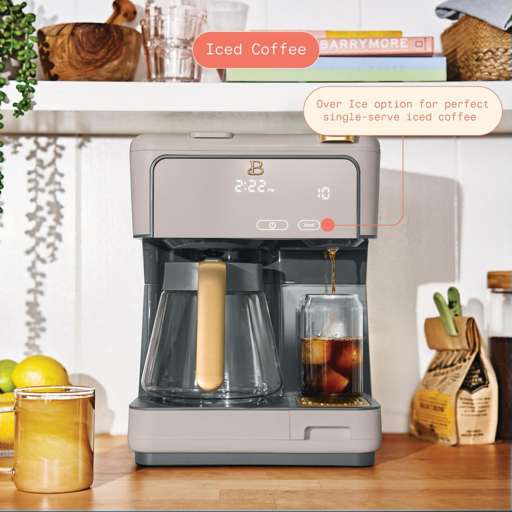 Beautiful by Drew Barrymore Multi-Brew 12-Cup Programmable Drip & Single-Serve Coffee Maker, White Icing