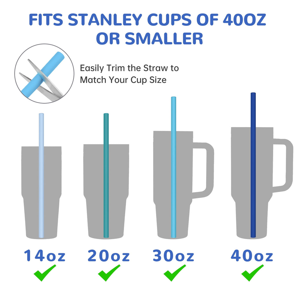 Tomorotec 12" Reusable Silicone Drinking Straws 15PCS with 2 Brushes, Compatible with Stanley Tumblers 40oz 30oz 20oz, Customizable for Various Drinkware, BPA-Free & Safe for Teeth (Morandi Colors)