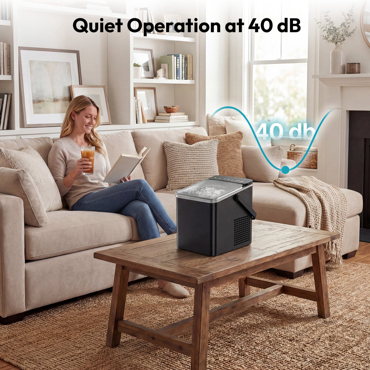 EUHOMY Countertop Ice Maker with Handle, 26 lbs/Day Portable Ice Machine, 9 Bullet Cubes in 6 Minutes, 2 Ice Sizes, Self-Cleaning, 1.1L Water Tank, Black