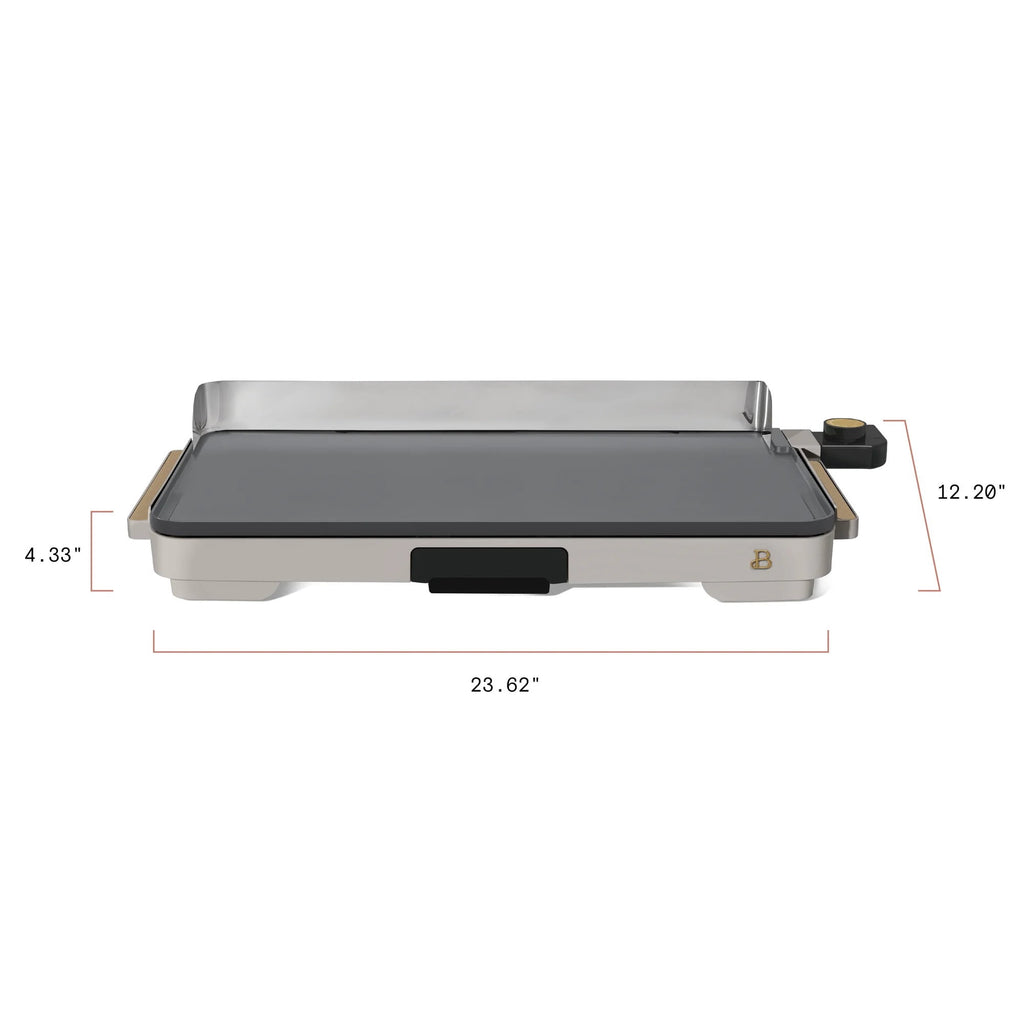 Beautiful XL Electric Griddle 12" x 22" with EverGood Ceramic Nonstick Coating, Thyme Green by Drew Barrymore