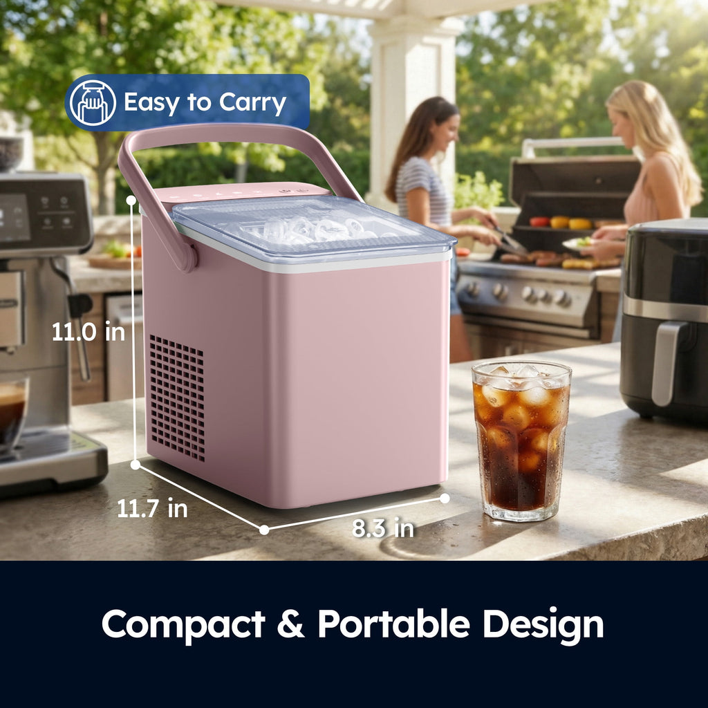 SIMZLIFE Portable Countertop Ice Maker, 26 Lbs/Day, 9 Bullet Ice Cubes in 6 Minutes, 2 Ice Sizes, Self-Cleaning Ice Machine, Black