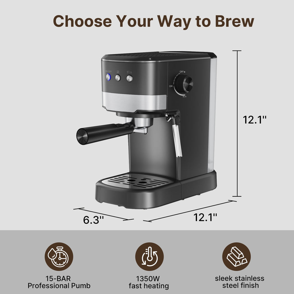 Expresso Machine 15 Bar with Auto Milk Frother, Professional Espresso Maker with Steam Wand