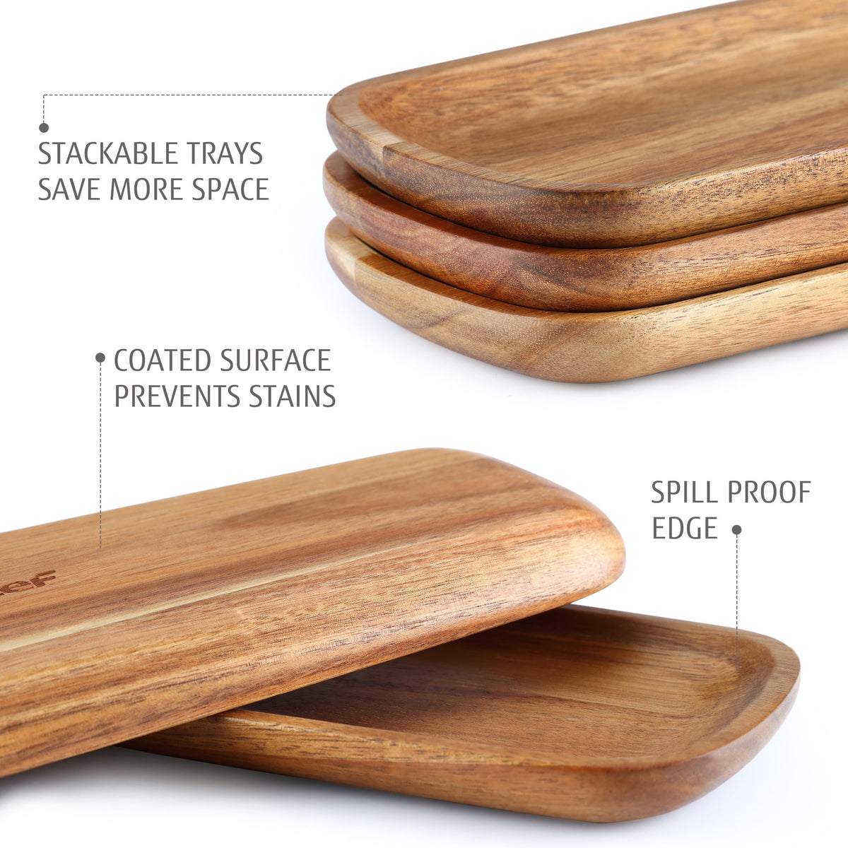 Hecef 3Pcs Charcuterie Board Platter Set, Acacia Wood Serving Tray Cheese Boards Dessert Table Display Set