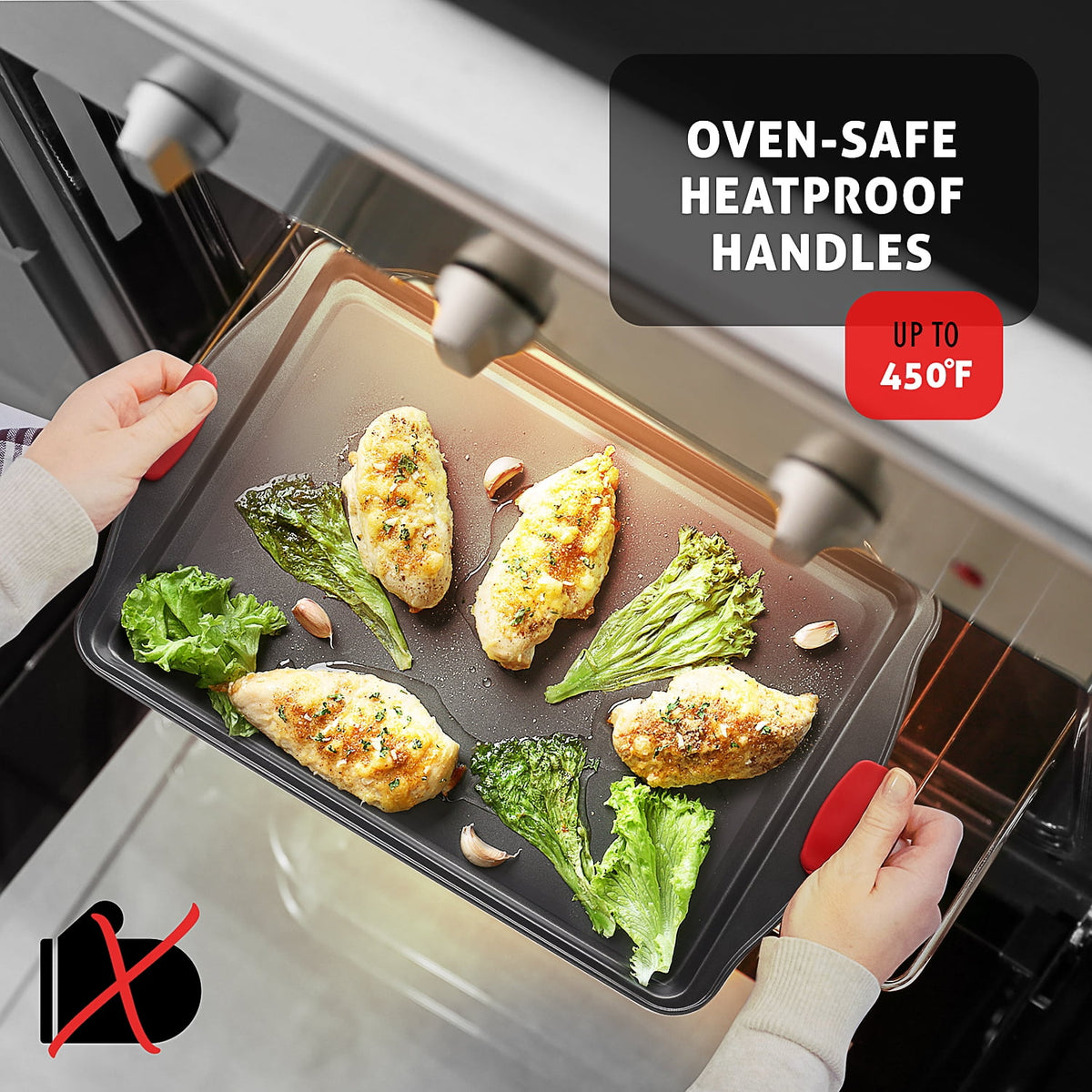 Joytable Cookie Sheet Set, Steel Baking Pans Set, Durable Baking Sheets for Oven, Cookie Sheet Non-Stick Sets For Oven, Black, 3pc