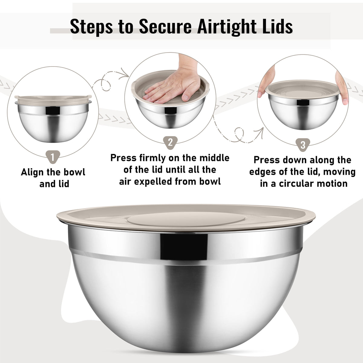 Mixing Bowls with Lids Set of 9, Vesteel Stainless Steel Mixing Bowls Metal Nesting Salad Bowls Attach with 3 Graters for Kitchen Grating/ Shredding, Size 4.6, 2.6, 2, 1.5, 1, 0.7 QT - Multi-Color