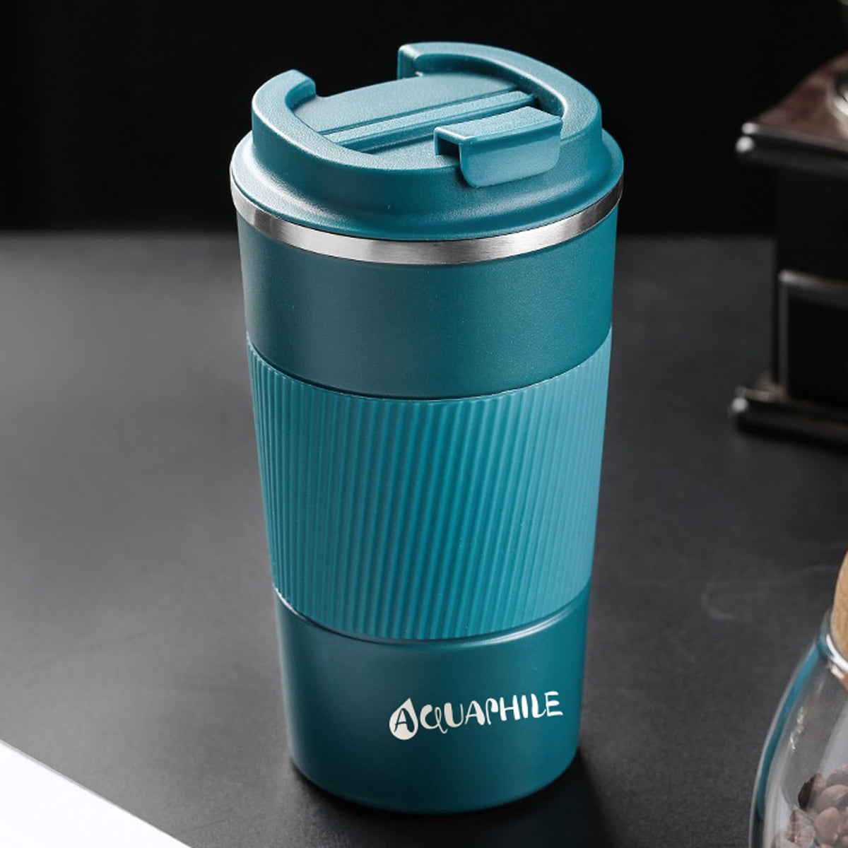 Aquaphile Vacuum Insulated Coffee Travel Mug - Double Walled Reusable Tumbler Cups Light Blue 17 Fluid Ounces