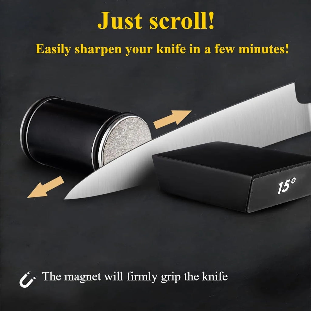 MYVIT Rolling Knife Sharpener System Kit,4-Angle Tumbler Double Diamond 400 1000 Discs Sharpening Stone for Kitchen Knives