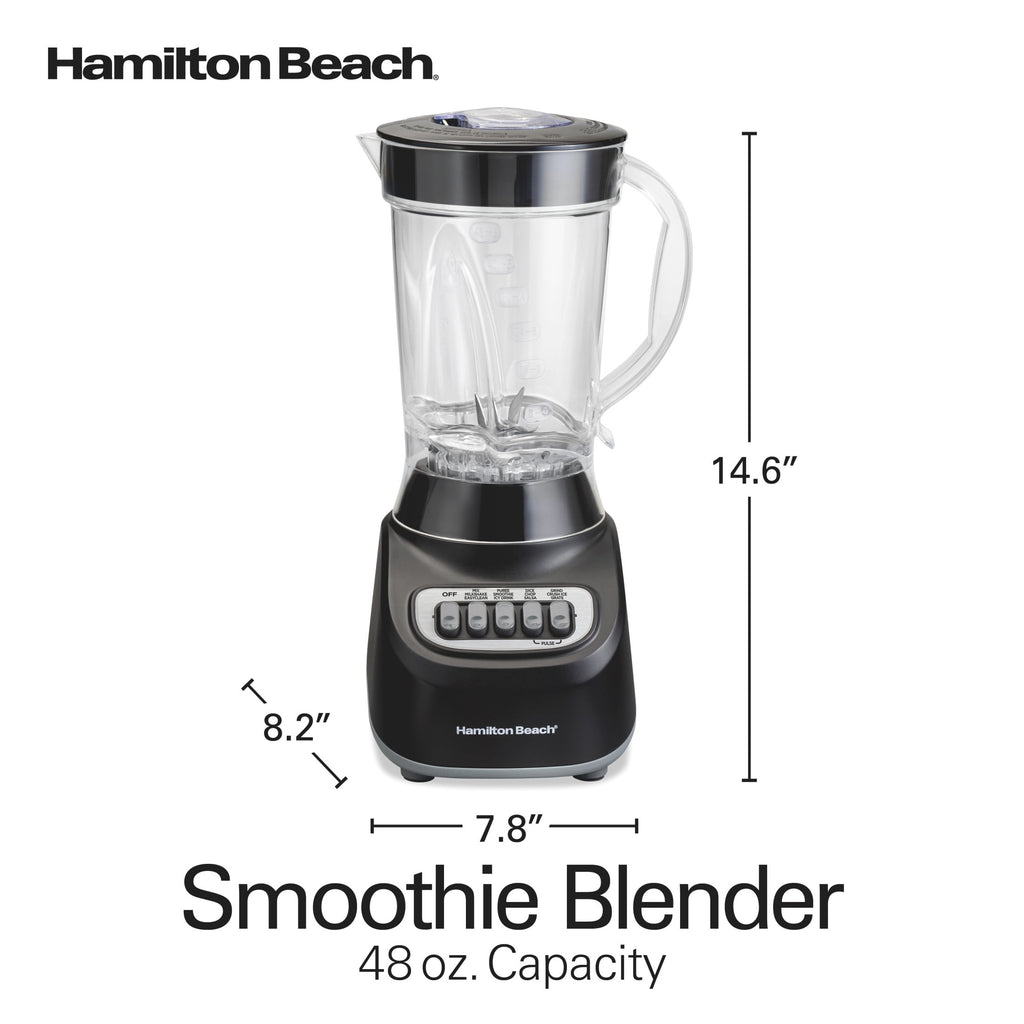 Hamilton Beach Smoothie Blender, 48 oz BPA-Free Jar 650 W 12-Function Countertop Blender for Kitchen, Black