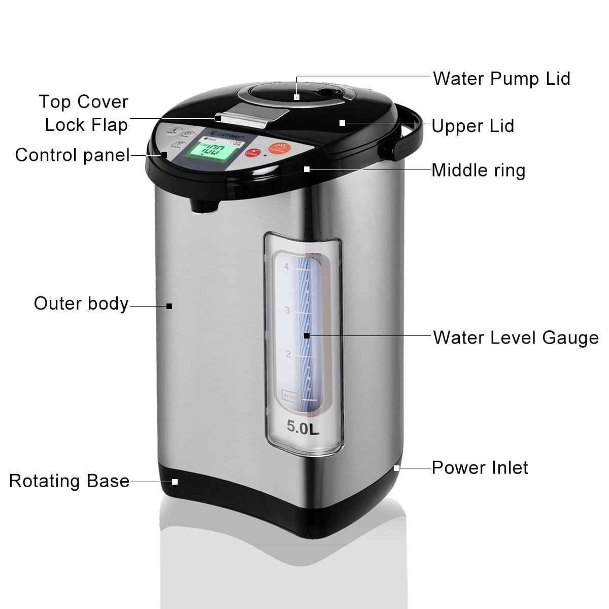 Costway 5-Liter LCD Water Boiler and Warmer Electric Hot Pot Kettle Hot Water Dispenser
