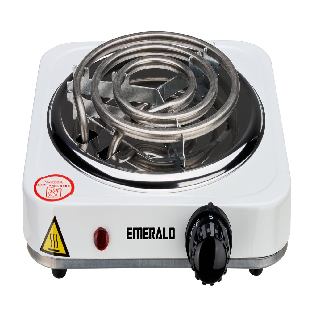 Emerald Hot Plate Electric Stove Top Burner, Single-Coil Burner Electric Cooktop, White