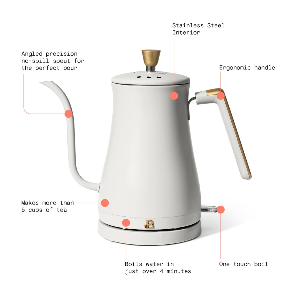 Beautiful 1-Liter Electric Gooseneck Kettle 1200 W, Chocolate by Drew Barrymore