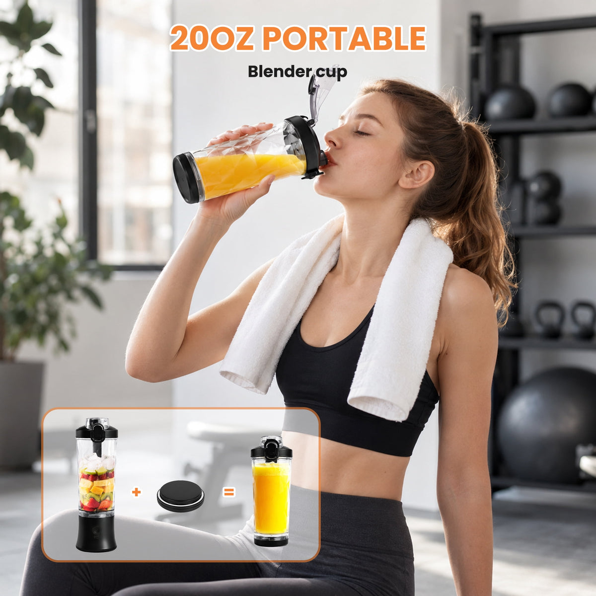 ORFELD Personal Portable Blender, Small Kitchen Appliances Blender Cup for Shakes and Smoothies Rechargeable Shaker Bottle, 20oz