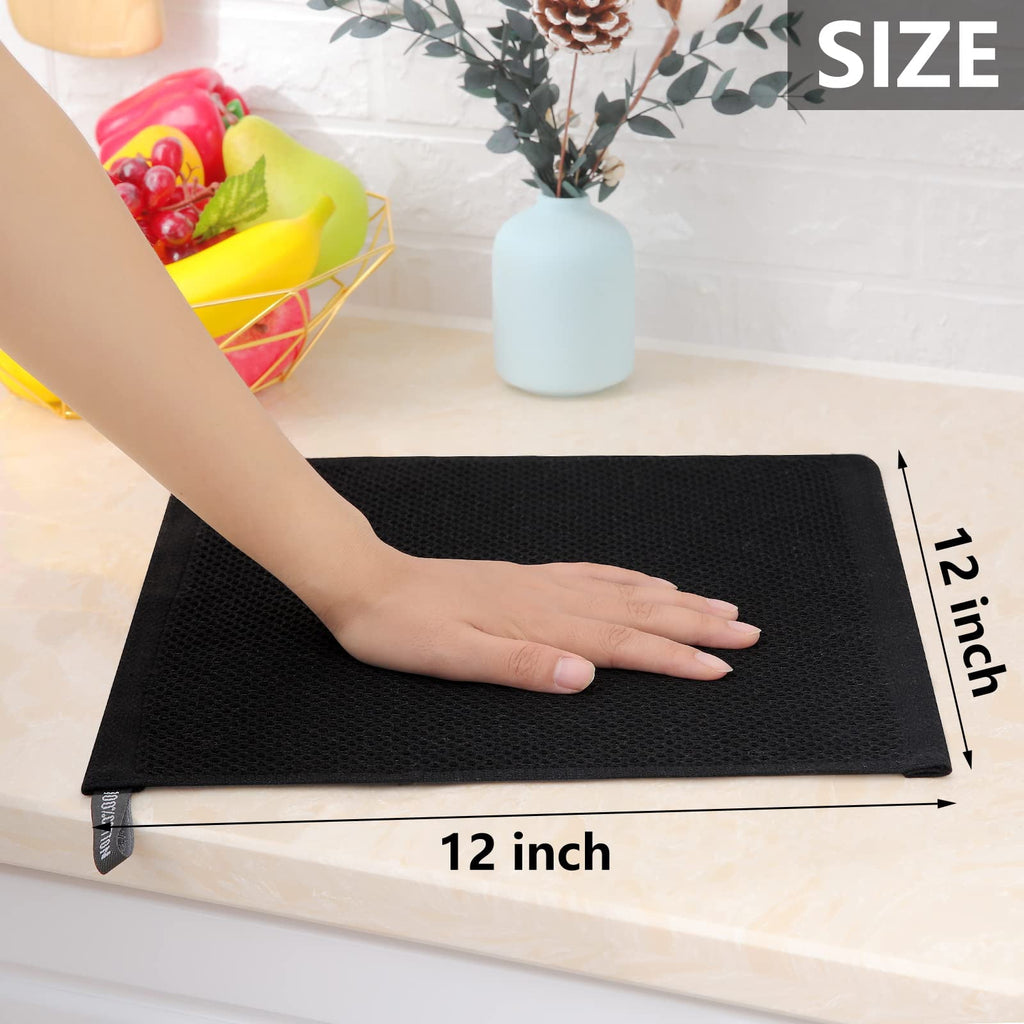 Smiry 100% Cotton Waffle Weave Kitchen Dish Towels, Ultra Soft Absorbent Quick Drying Cleaning Towel, 13x28 Inches, 4-Pack, Dark Grey