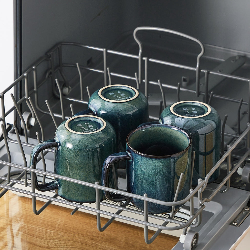 Malacasa Stoneware Coffee Mugs Set, 12 oz Coffee Cups Set of 4, Dishwasher & Microwave Safe, Green