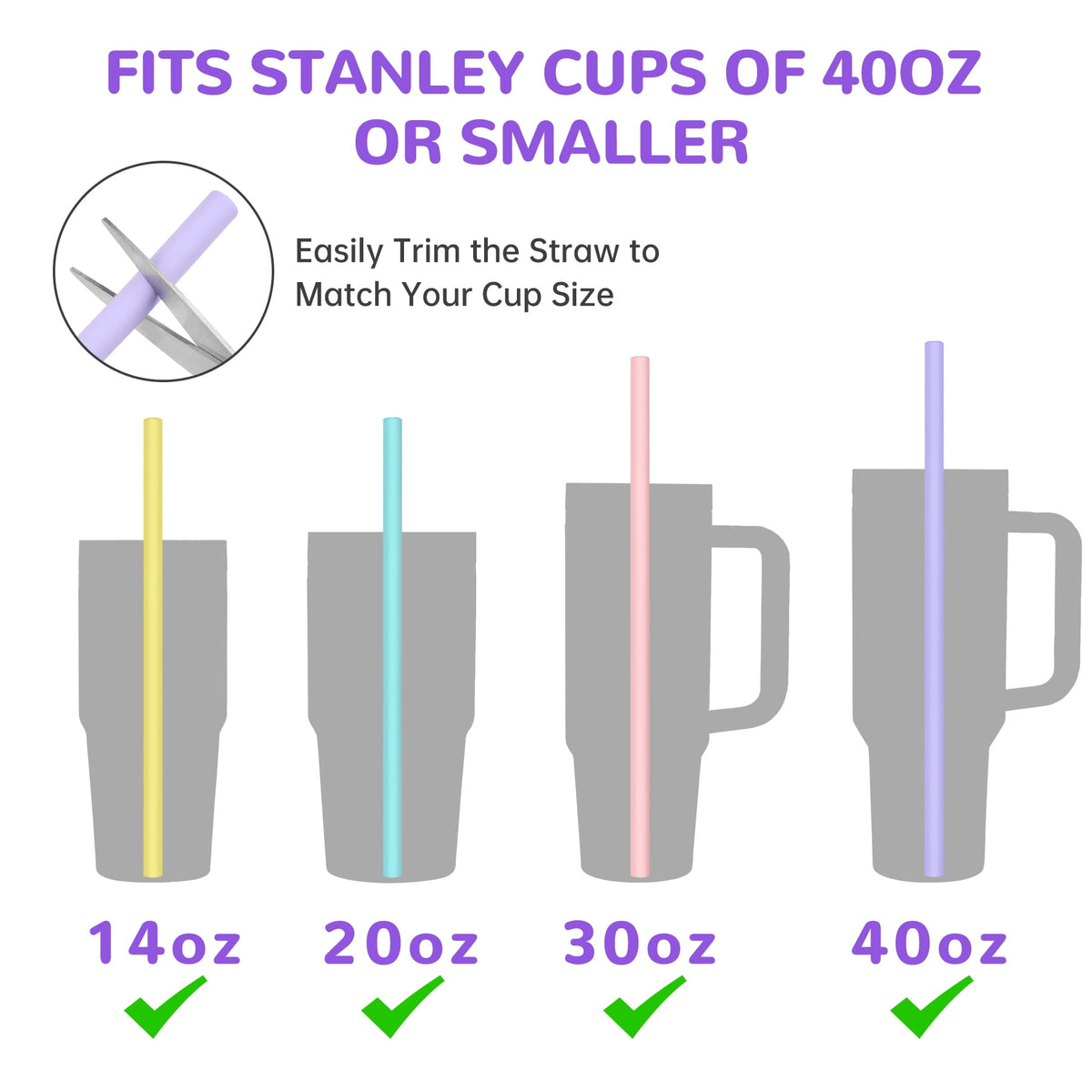 Tomorotec 12" Reusable Silicone Drinking Straws 15PCS with 2 Brushes, Compatible with Stanley Tumblers 40oz 30oz 20oz, Customizable for Various Drinkware, BPA-Free & Safe for Teeth (Morandi Colors)