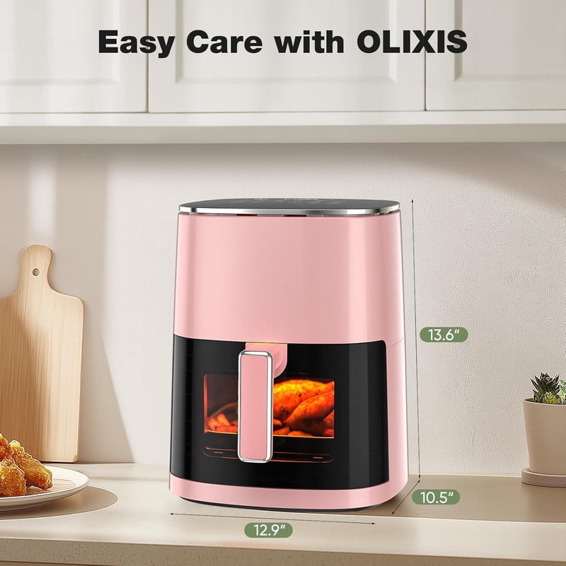 Simenmax Air Fryer, 6-Quart with Viewing Window, 12-in-1 Functions - Air Fry, Roast, Reheat, Dehydrate, Bake, Steam, and More, 400°F Max Temperature, Gray