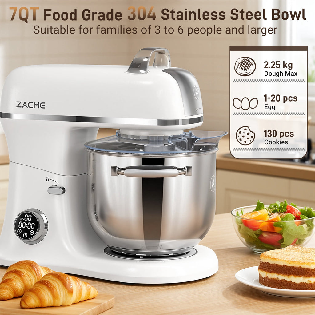 7QT Stand Mixer Aluminum Die Casting,650W 11 Speed Tilt-Head Kitchen Electric Stand Mixer, Household Food Mixer with Stainless Steel Bowl, Dough Hook, Whisk and Beater,Food Mixer for Baking, Cake